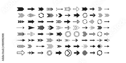 Collection of hand drawn arrows and directional symbols in black and white sketch style