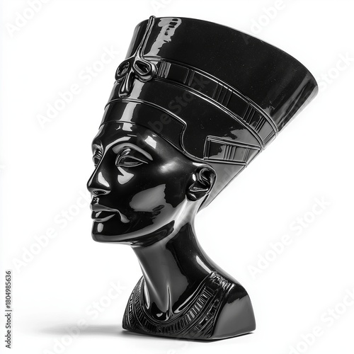 Glossy Black Egyptian Queen Bust Sculpture