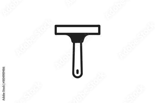Simple Black Squeegee Icon for Cleaning Windows or Surfaces Minimalist Flat Design Vector Illustration