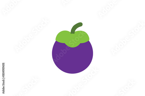 Vibrant Flat Design Mangosteen Fruit Icon Tropical Delicacy Graphic Element on White Background
