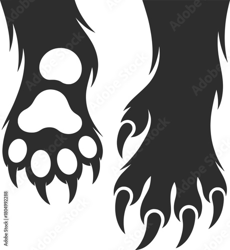 Wild Animal Paw and Claw Silhouette Illustration.