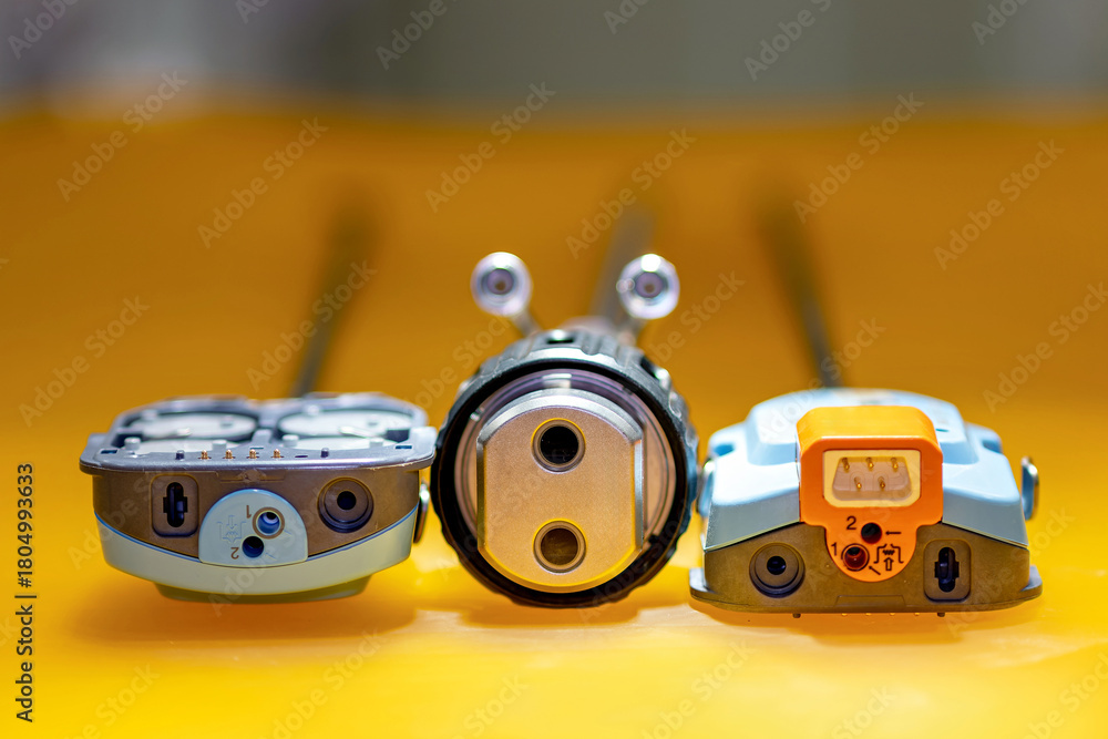 Fototapeta premium Disposable trocars used in laparoscopic surgery, allowing the surgeon to access the abdominal cavity by creating a channel for the insertion of instruments.