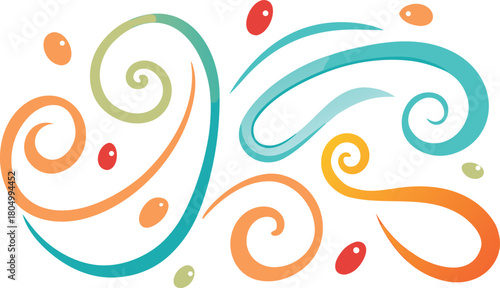 Playful freehand brush swirls vector illustration vibrant abstract shapes scalable design