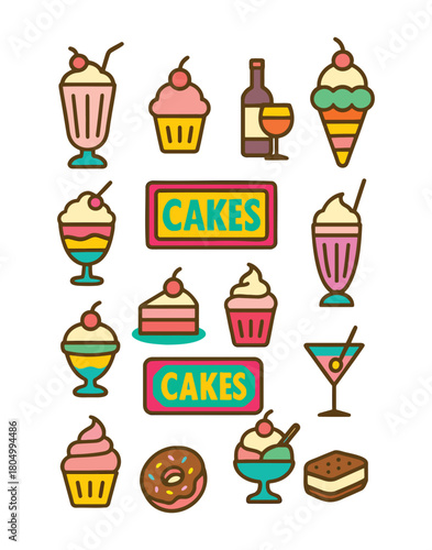 Sweeten your designs with this whimsical cake shop collection-Retro treats and drinks for any project