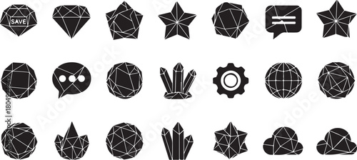 Collection of black geometric icons isolated on
