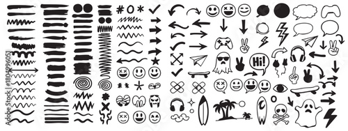 Collection of hand drawn abstract symbols and shapes