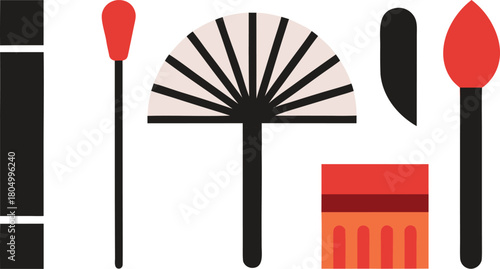 Vector graphic of various paintbrush tip textures and styles for creative design