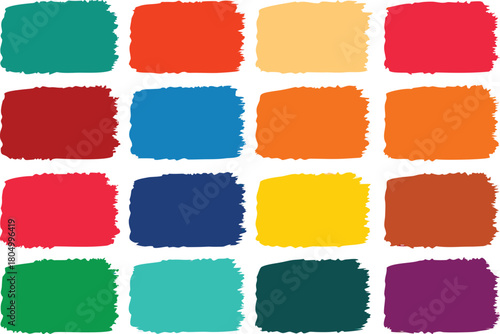 Vibrant multi colored brushstroke samples grid vector art scalable eps illustration