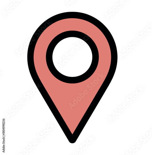 A simple graphic representation of a map pin or location marker is displayed against a white background, signifying a point of interest.