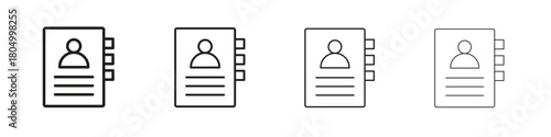 Address book icon. Simple outline style pack on white background. Suitable for Graphic designs