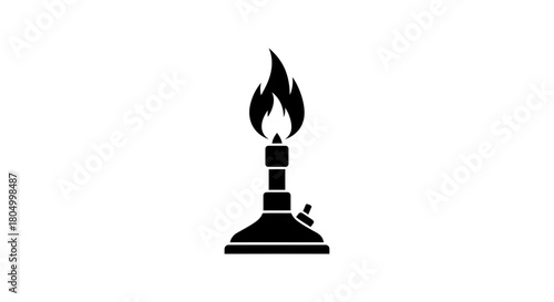Bunsen Burner Icon: Laboratory Heating, Science, and Chemistry Tool Vector