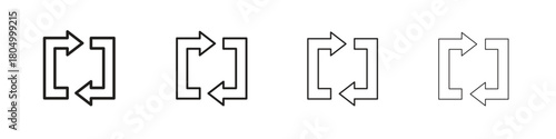 Arrows repeat icon. Simple outline style pack on white background. Suitable for Graphic designs