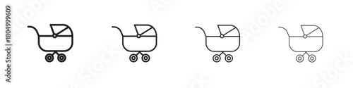 Baby carriage icon. Simple outline style pack on white background. Suitable for Graphic designs