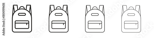 Backpack icon. Simple outline style pack on white background. Suitable for Graphic designs