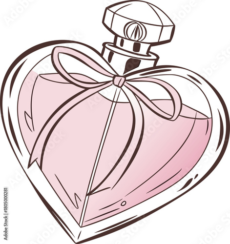 Heart shaped perfume bottle illustration drawing design. (60)