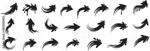 Collection of black grunge arrows isolated on