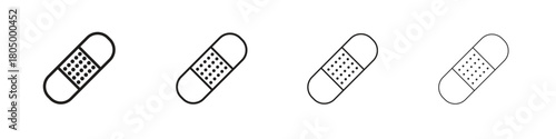 Band aid icon. Simple outline style pack on white background. Suitable for Graphic designs