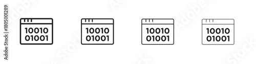Binary code icon. Simple outline style pack on white background. Suitable for Graphic designs