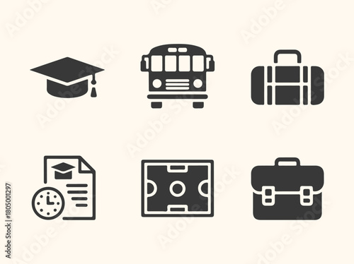 Transportation icons set vector illustration of car, truck, bus, train, van, taxi, and ship icons for delivery, travel, and cargo transport design