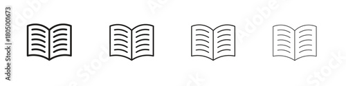 Book icon. Simple outline style pack on white background. Suitable for Graphic designs