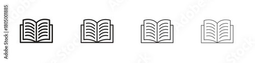 Book icon. Simple outline style pack on white background. Suitable for Graphic designs