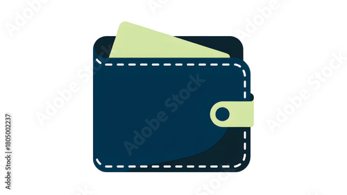 Wallet icon flat vector illustration of a billfold with a card isolated on white background for financial app design