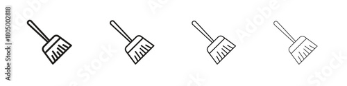 Broom icon. Simple outline style pack on white background. Suitable for Graphic designs