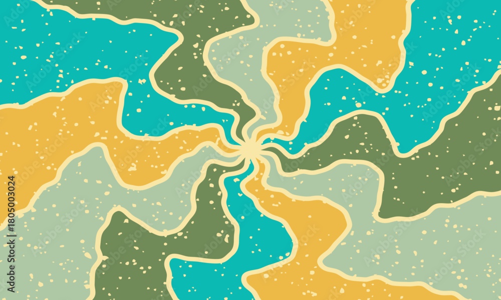 Obraz premium “Retro Abstract Swirl Background – Colorful Groovy Pattern with Grainy Texture”