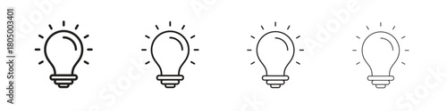 Bulb icon. Simple outline style pack on white background. Suitable for Graphic designs