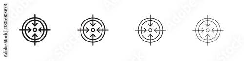 Bullseye pointer icon. Simple outline style pack on white background. Suitable for Graphic designs