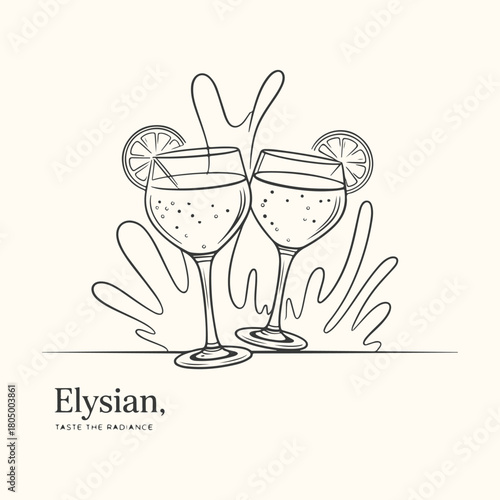 Vector illustration of cold ice cream, a coffee cup, and a cocktail glass for a bar menu design