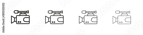 Camcorder icon. Simple outline style pack on white background. Suitable for Graphic designs