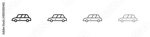 Car side view icon. Simple outline style pack on white background. Suitable for Graphic designs