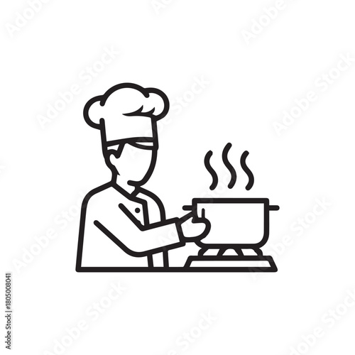 Professional chef cooking illustration for food businesses