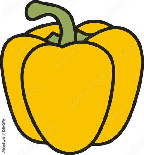 Bright Yellow Bell Pepper Clean Vector Illustration
