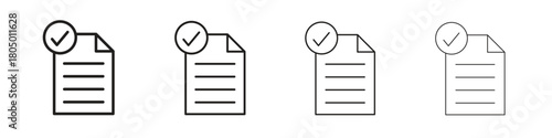 Document accept icon. Simple outline style pack on white background. Suitable for Graphic designs