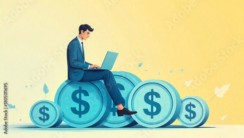 business person using a laptop in an office setting