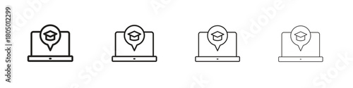 E learning icon. Simple outline style pack on white background. Suitable for Graphic designs