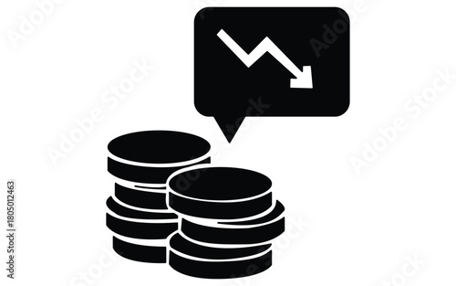 Decreasing finance chart symbol for economy and economic crisis loss