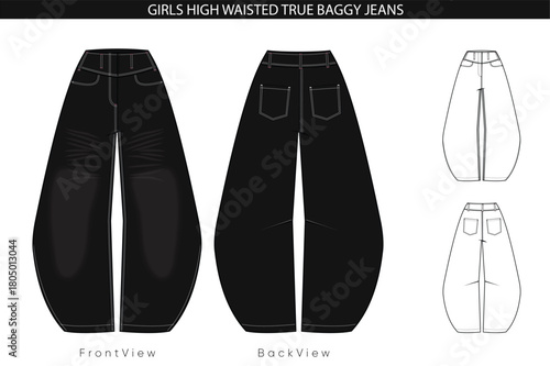Girls High Waisted True Baggy Jeans