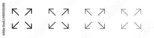 Expand arrows icon. Simple outline style pack on white background. Suitable for Graphic designs