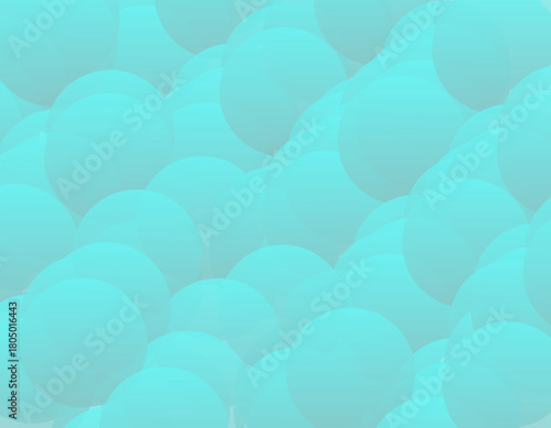 Dense, abstract background texture composed of many overlapping spheres or bubbles in a soft, uniform cyan or blue-green color. The pattern utilizes opacity and subtle shading to create depth.