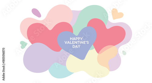 A soft pastel abstract design featuring hearts and the text happy valentines day