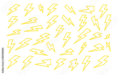 Lightning bolt seamless pattern vector, yellow electric flash power symbol background, energy strike sign abstract illustration