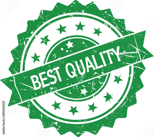 This image showcases a green 'Best Quality' stamp, symbolizing assurance and excellence. Its starburst design and bold text make it ideal for conveying trust and value.