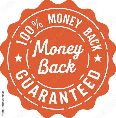 100 Percent Money Back Guaranteed Emblem With Stars seal