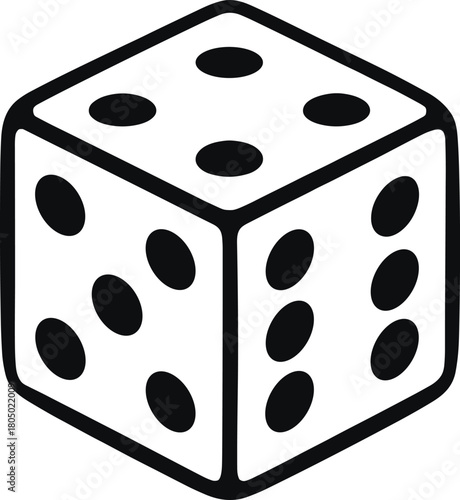 Black And White Icon Of A Three- Sided Dice cube game