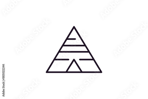 Abstract Black Outline Pyramid with Irregular Horizontal Divisions Representing Complex Structure