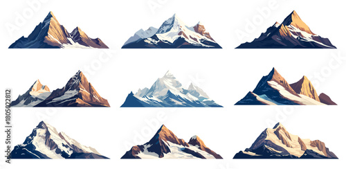 Mountain icon set, vector illustration
