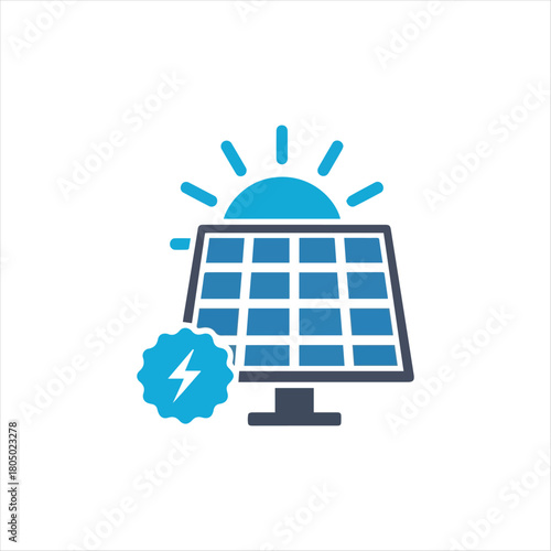 Renewable energy solar cell icon set for clean power concepts